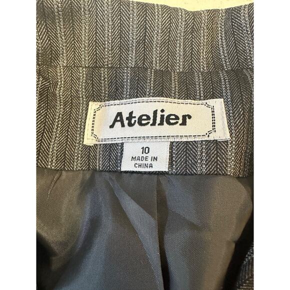 NEW Atelier Blazer Size 10 Gray Heather Pinstripe Button Front LS $240 Women A10 - Picture 7 of 9